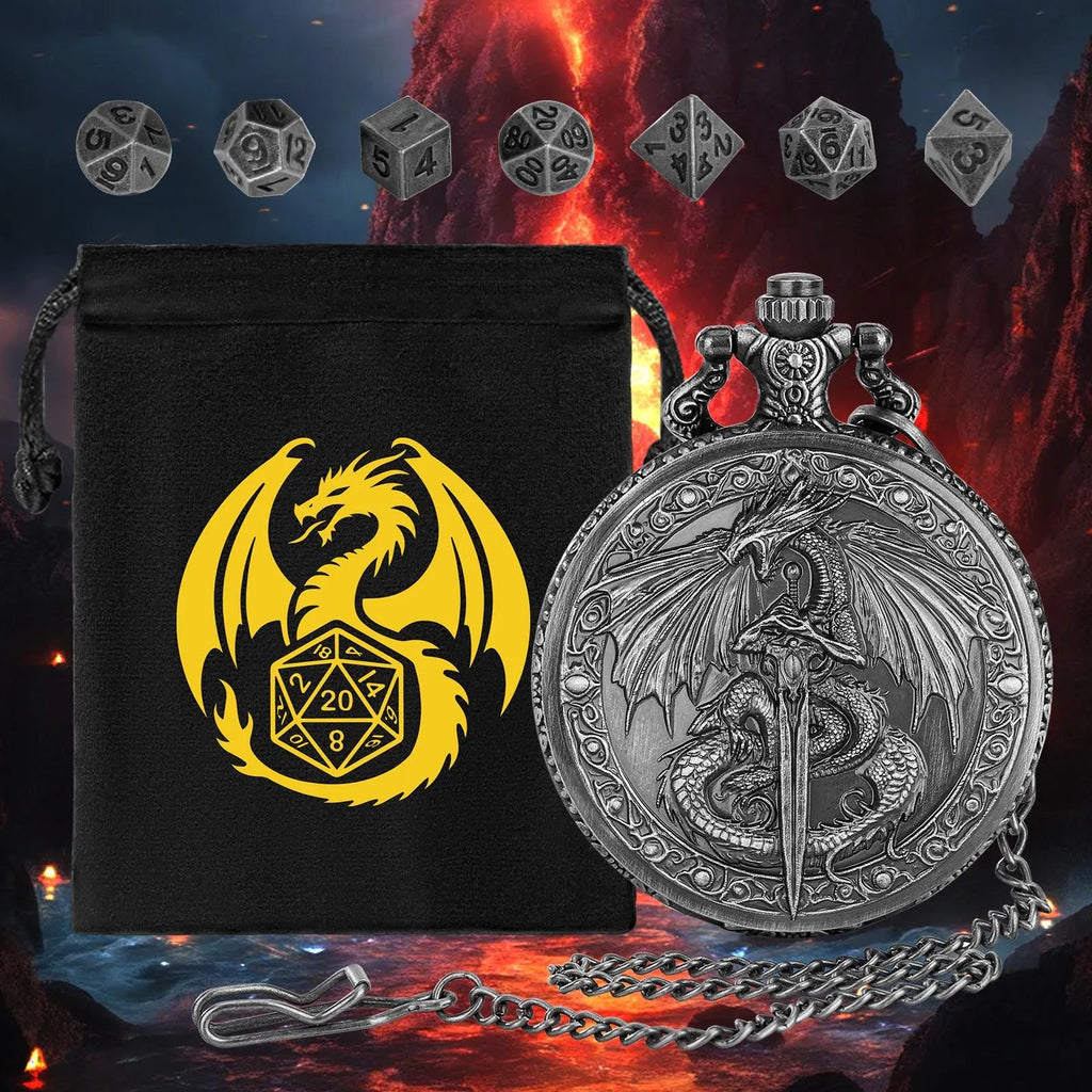 Zinc alloy DND dice storage case with winged beast relief, 5 cm size, in bronze finish
