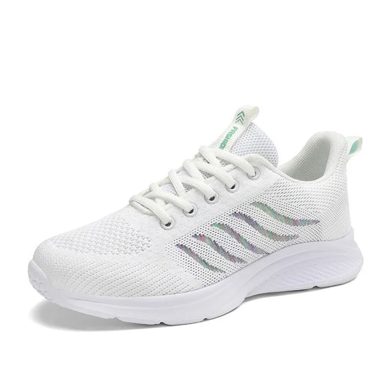 Women's mesh surface running shoes low top flat heel rubber sole front lace-up