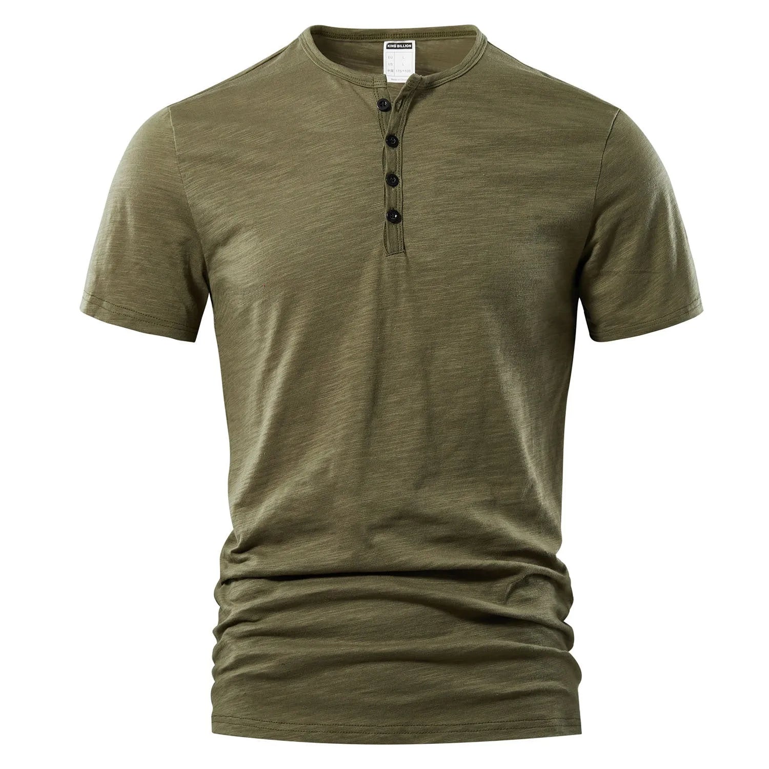 Men's solid colour slub cotton short sleeve casual shirt in British style pullover