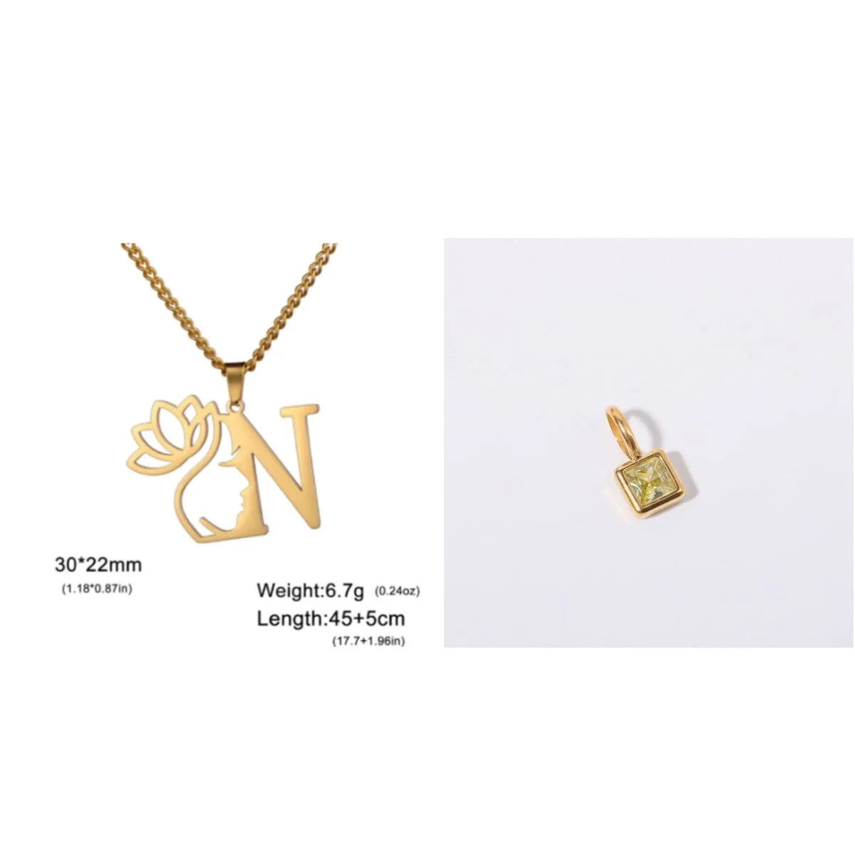 Stainless steel cross chain necklace with electroplated finish shown in gold and silver colour options