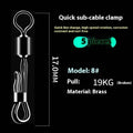 Brass quick change barrel swivel fishing tackle with 8-word ring for fast line changes.