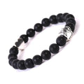 Tigereye and Indian agate stone bead bracelet with a central dog's paw or love heart charm.