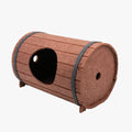 Assembled wine barrel shaped cat bed made from polyester felt panels