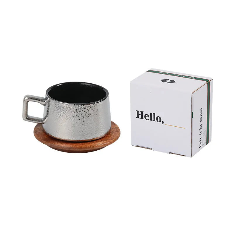 Office gift tumbler coffee cup suit with plated gift box showing gold and silver finish options
