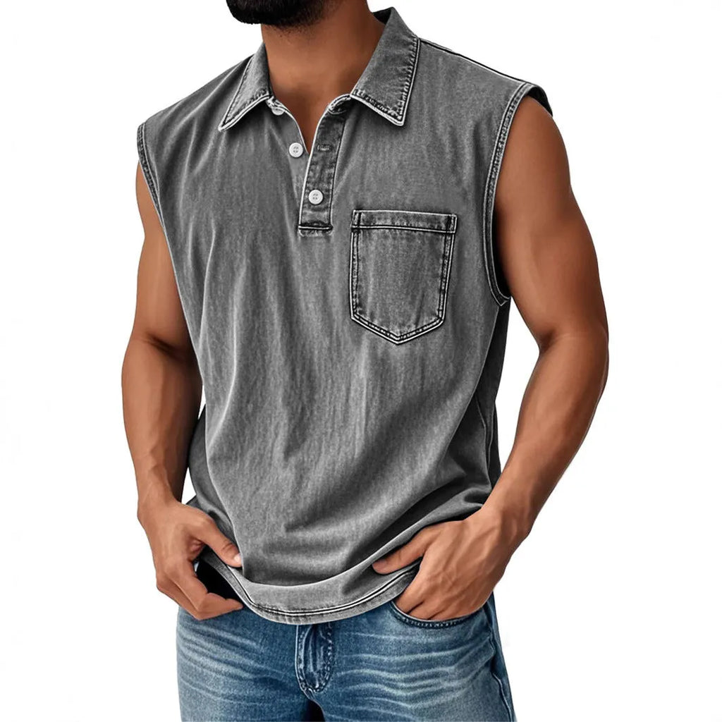 Men's button-front polo shirt with 3D digital printing design and short sleeves
