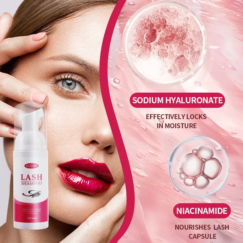 60ml Lash Shampoo Mousse tube for eyelash cleaning and extension maintenance