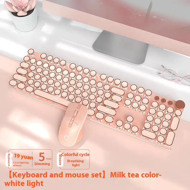 Matcha green mechanical gaming keyboard with white backlighting, aluminium panel, and multifunction knob on desk