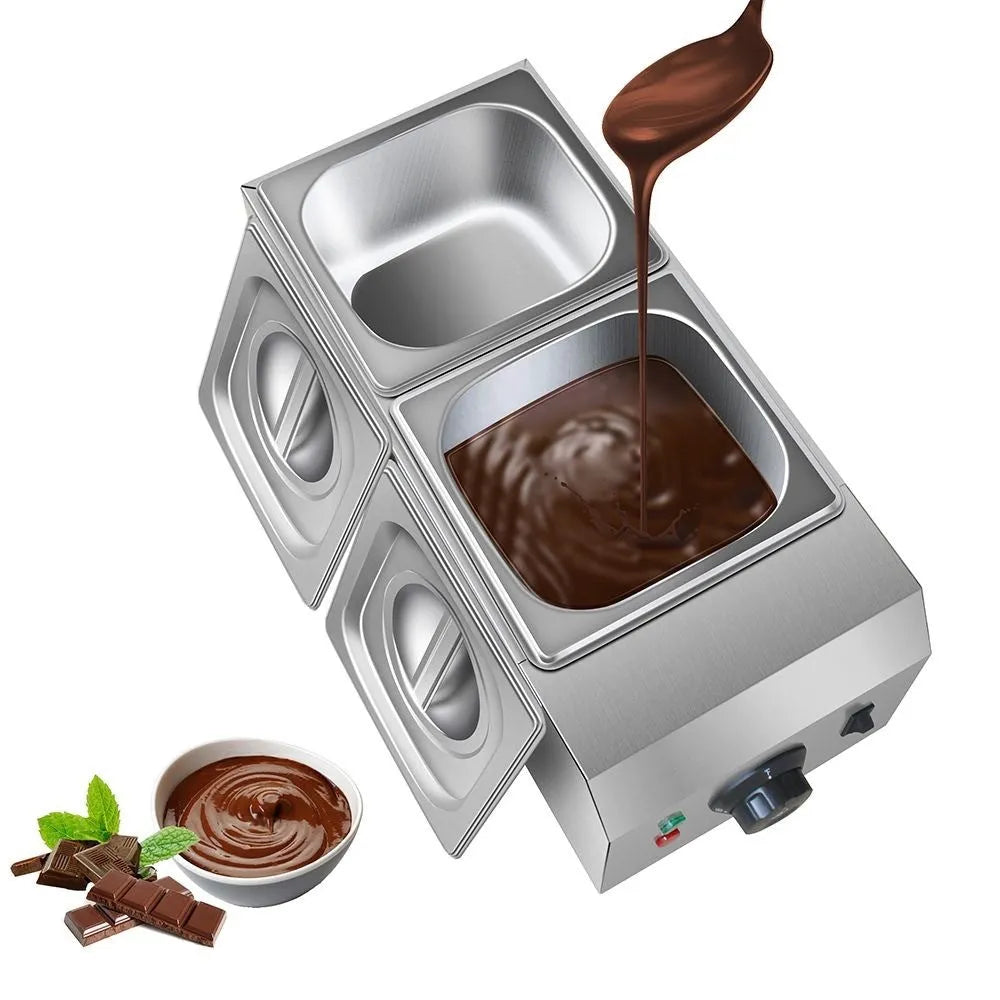 Commercial chocolate melting machine with double pots and temperature control display