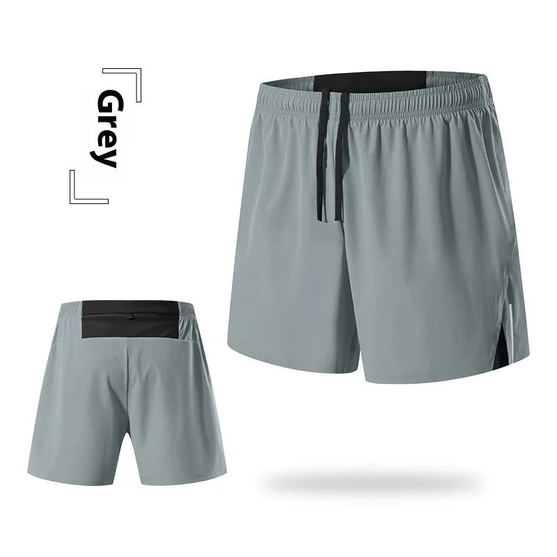 Men's red off-road running shorts with high-waist loose fit for trail running