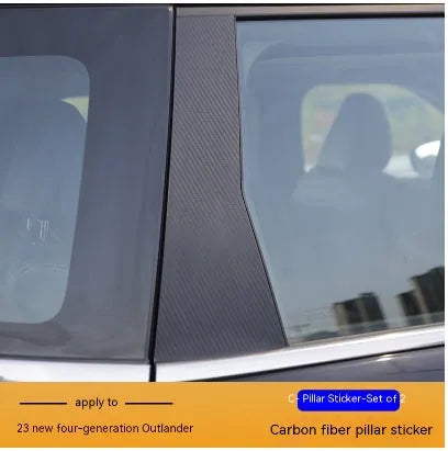 Pre-cut bright black and carbon fibre pattern vinyl films for 2023 Outlander window pillars.