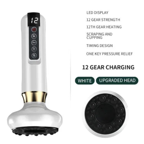 Green electric vacuum cupping massager with USB charger and essential oil head