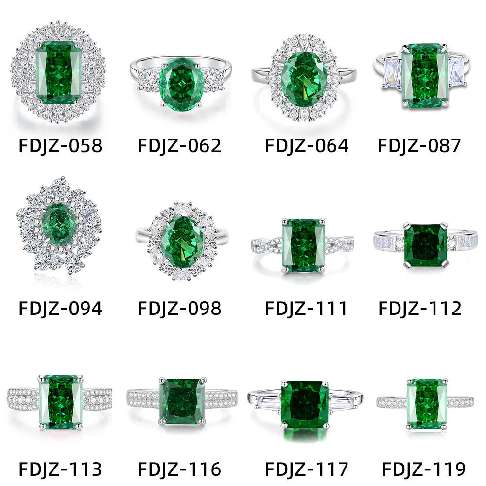 S925 silver geometric ellipse ring with Palai Bahao emerald stone in multiple colour options