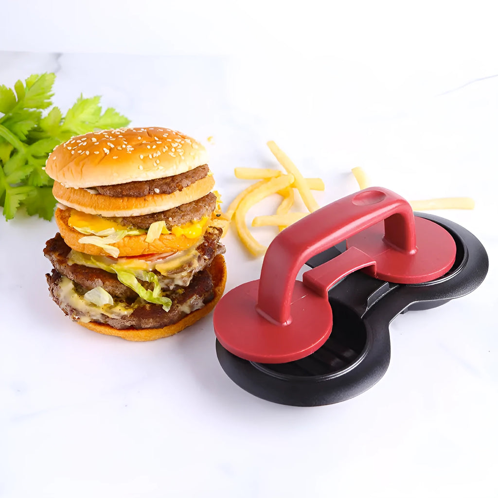 Kitchen burger press hamburger mold gadget with oil paper liners food-grade ABS black red