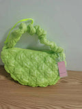 Women's nylon shoulder messenger bag in a solid colour with a long strap, showing front view.