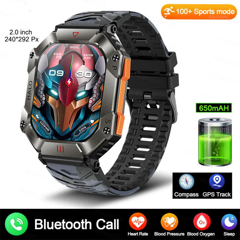 Android GPS smart watch with titanium case and multiple strap options including black camouflage and brown leather