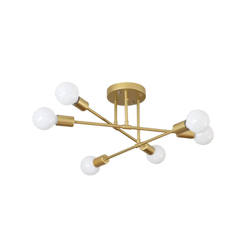 6 head iron industrial wind ceiling chandelier 700mm diameter for living room dining room
