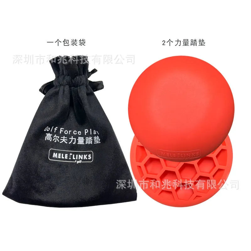 Orange red natural rubber golf training mat for centre of gravity and swing practice