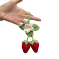 Handmade cotton and hemp knitted strawberry car pendant decorative ornament