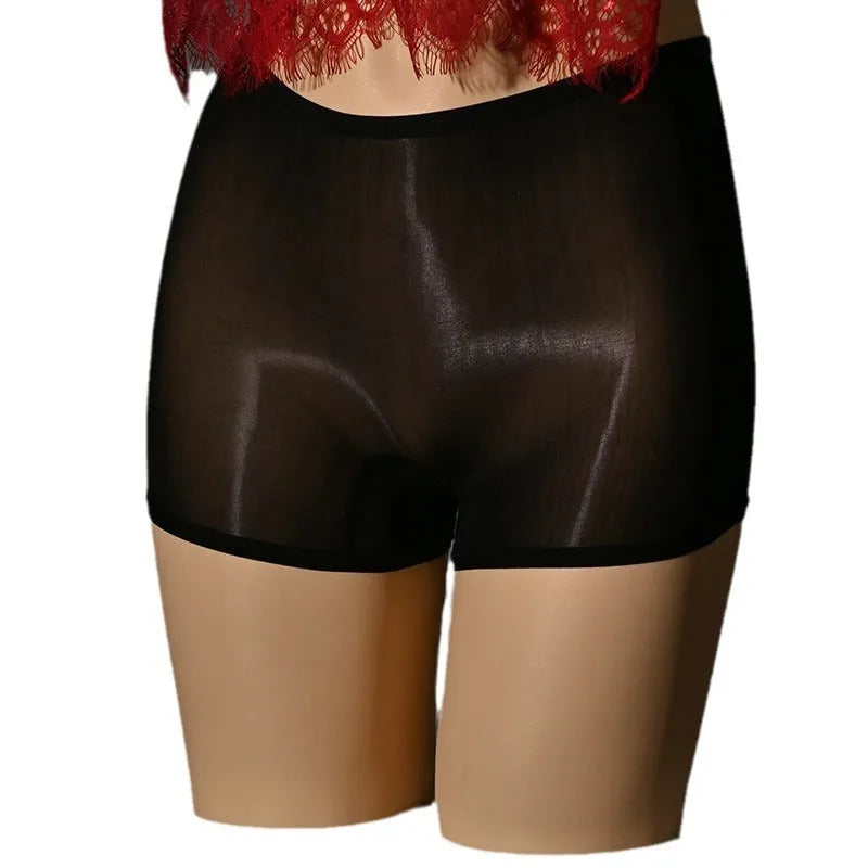 Shiny men's seamless underwear stockings in multiple colours including red, black, grey and skin tones