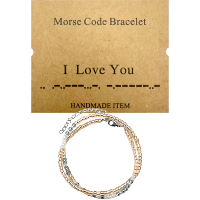 Moss password beads bracelet double-layer stainless steel crystal string beads geometric square pattern