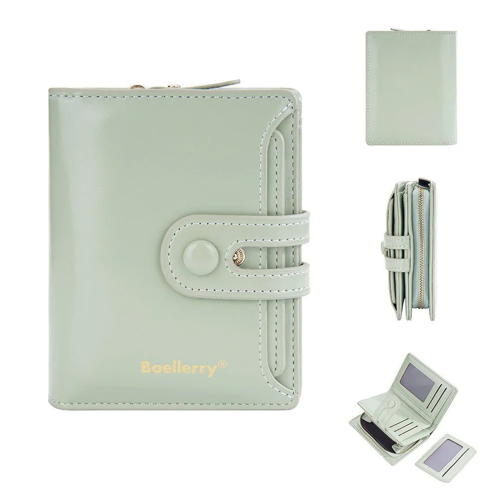 Women's PU leather card holder wallet in various colours showing polyester lining