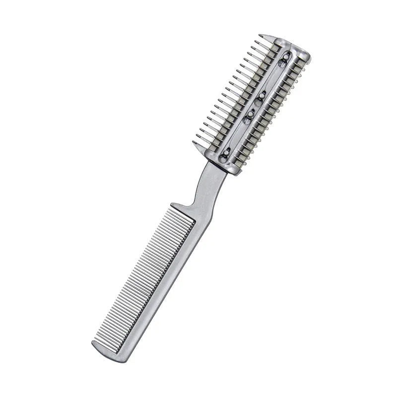 Plastic pet grooming comb for dogs with free replacement blade in blister packaging