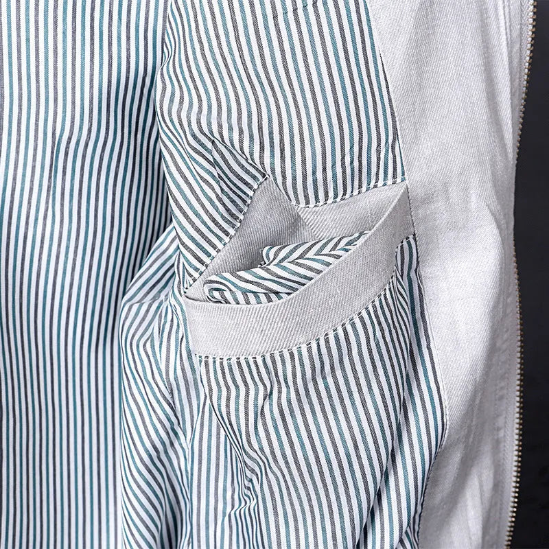 Men's heather grey casual linen jacket on a hanger, showing regular fit and thin cotton fabric.