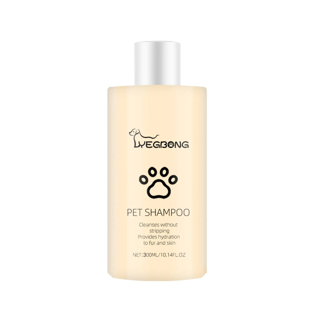 Mild pet shampoo bottle for cats and dogs in 100ml and 300ml sizes