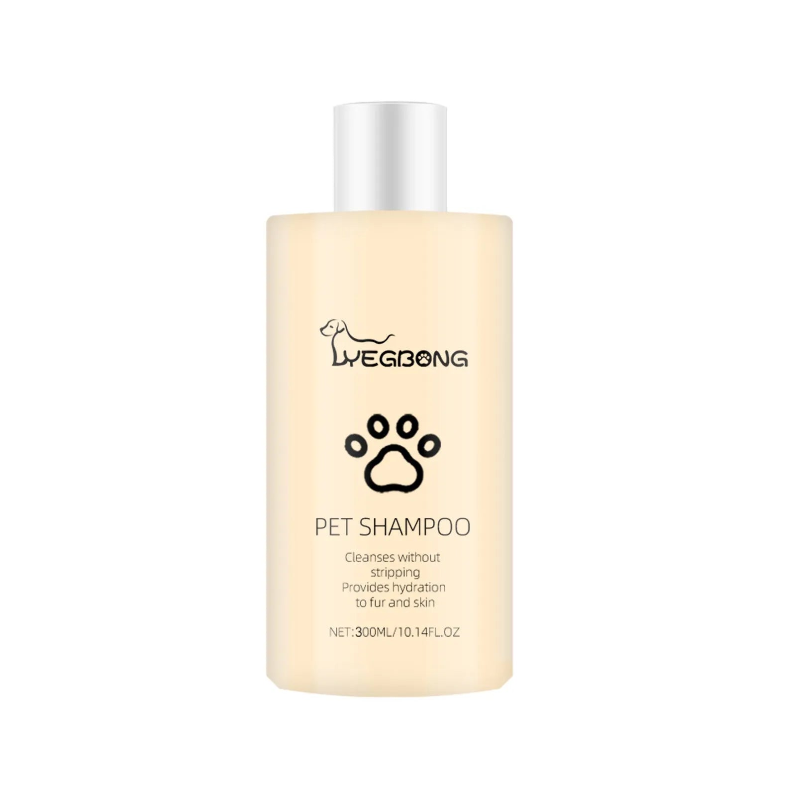 Mild pet shampoo bottle for cats and dogs in 100ml and 300ml sizes