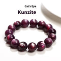 Natural purple lepidolite crystal bracelet with polished round beads in circular geometry