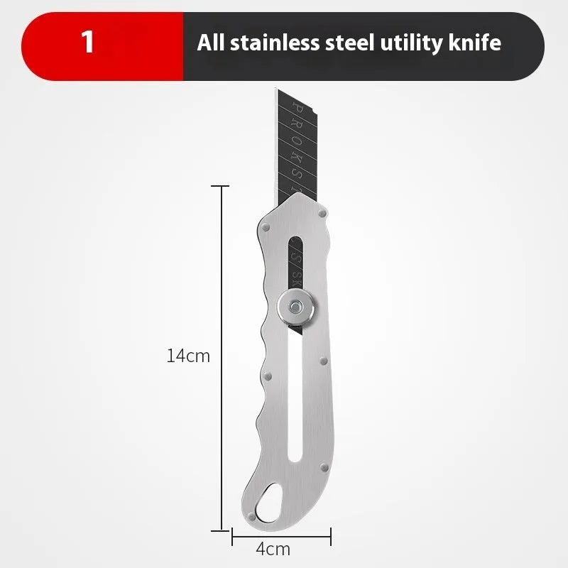 Stainless steel folding art knife with black blade and replacement blades for craft and modelling
