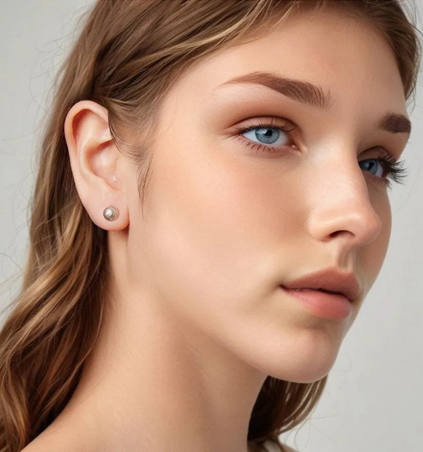 S925 sterling silver basketball stud earrings for women, electroplated finish, SCE1906 colour
