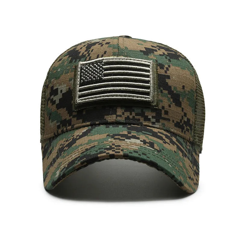 Tactical camouflage baseball hat with Velcro tear mark and adjustable strap in cotton fabric