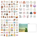 Assortment of 50 colourful printed graffiti-style vinyl stickers for personalising laptops and skateboards.