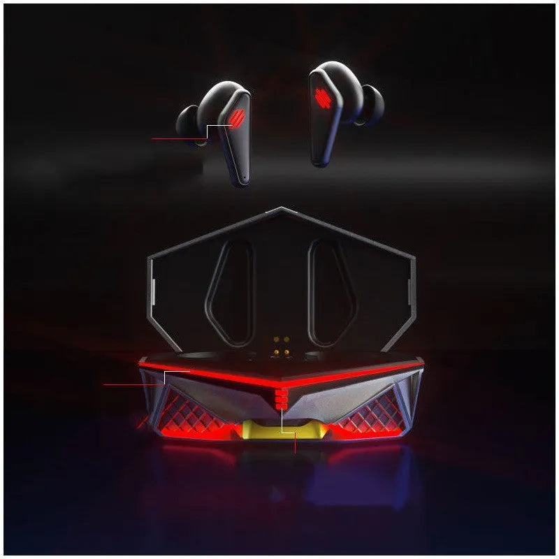 K98 Black wireless Bluetooth earbuds with charging bay for gaming and music