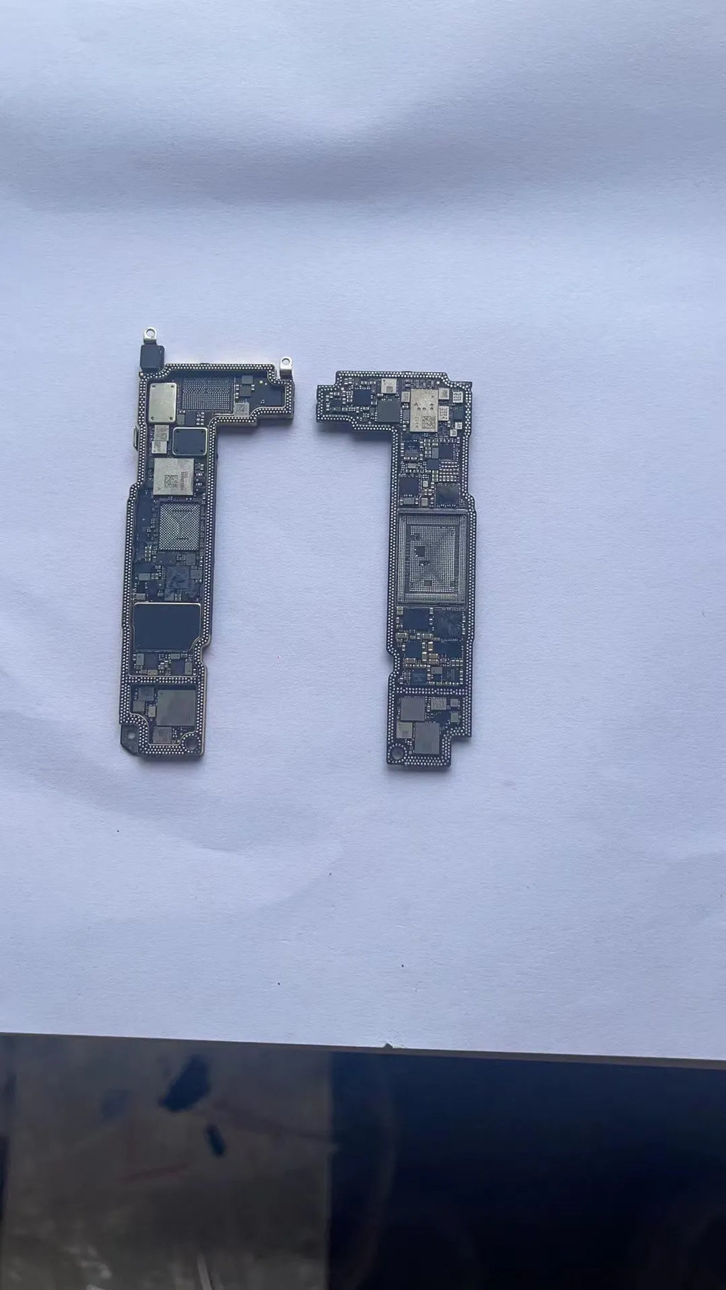 Silver iPhone 13 Pro Mini upper and lower motherboard grinding board with bottom ID section
