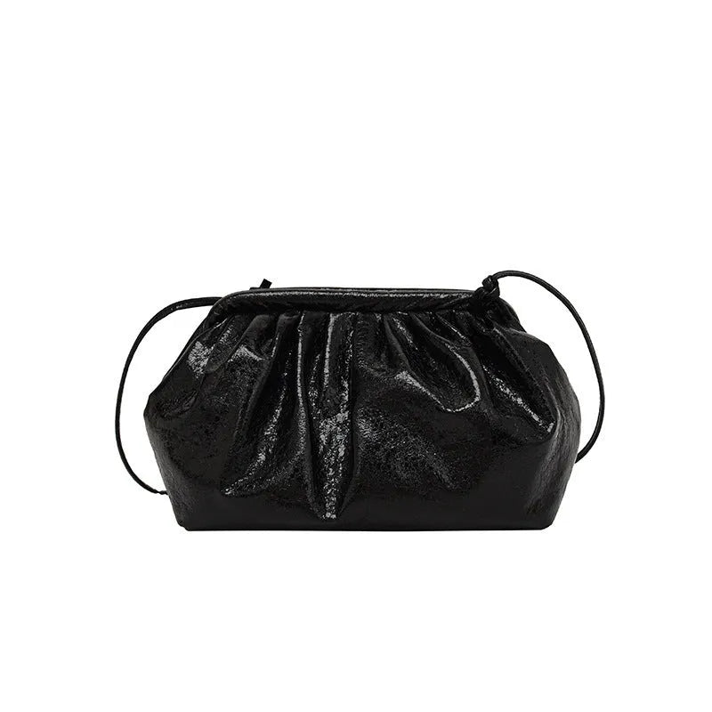 Women's shell-shaped PU leather crossbody bag with multiple internal compartments in rose red colour
