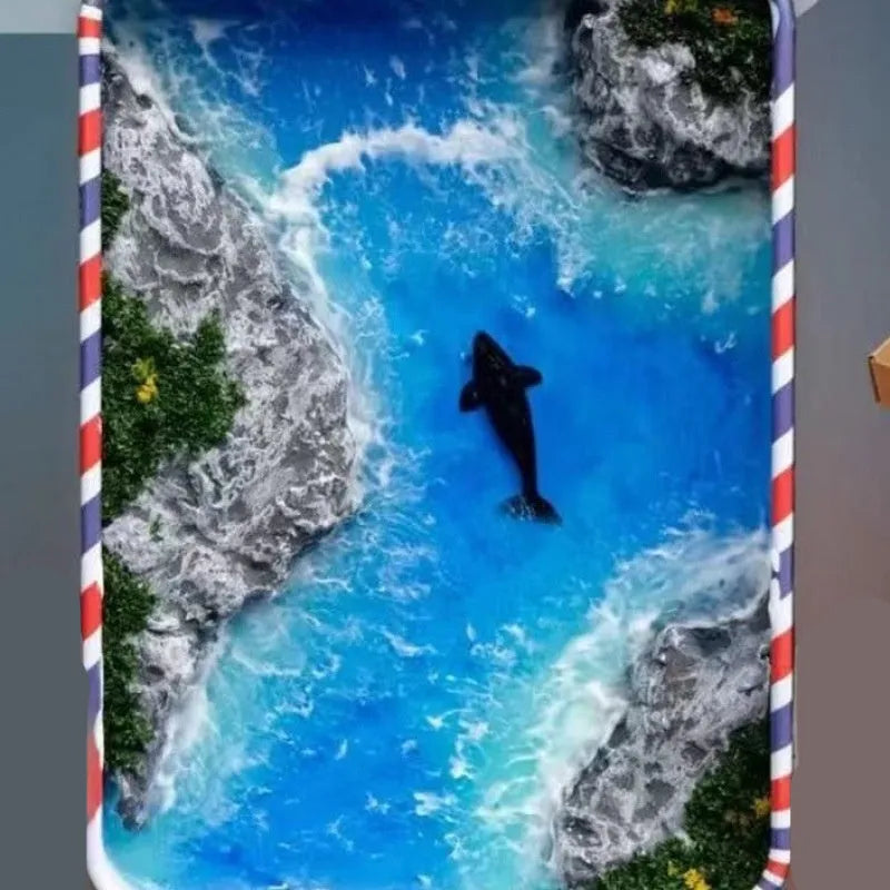 DIY bamboo marine landscape handmade model ornament with whale and beach themes