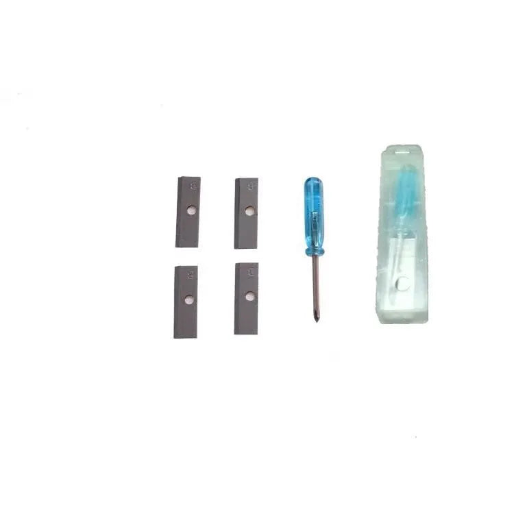 Four holes pencil sharpener bulk pack with geometric plastic design and screwdriver
