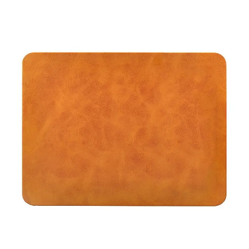 Brown leather wireless charging mouse pad with micro USB cable for desk phone charging
