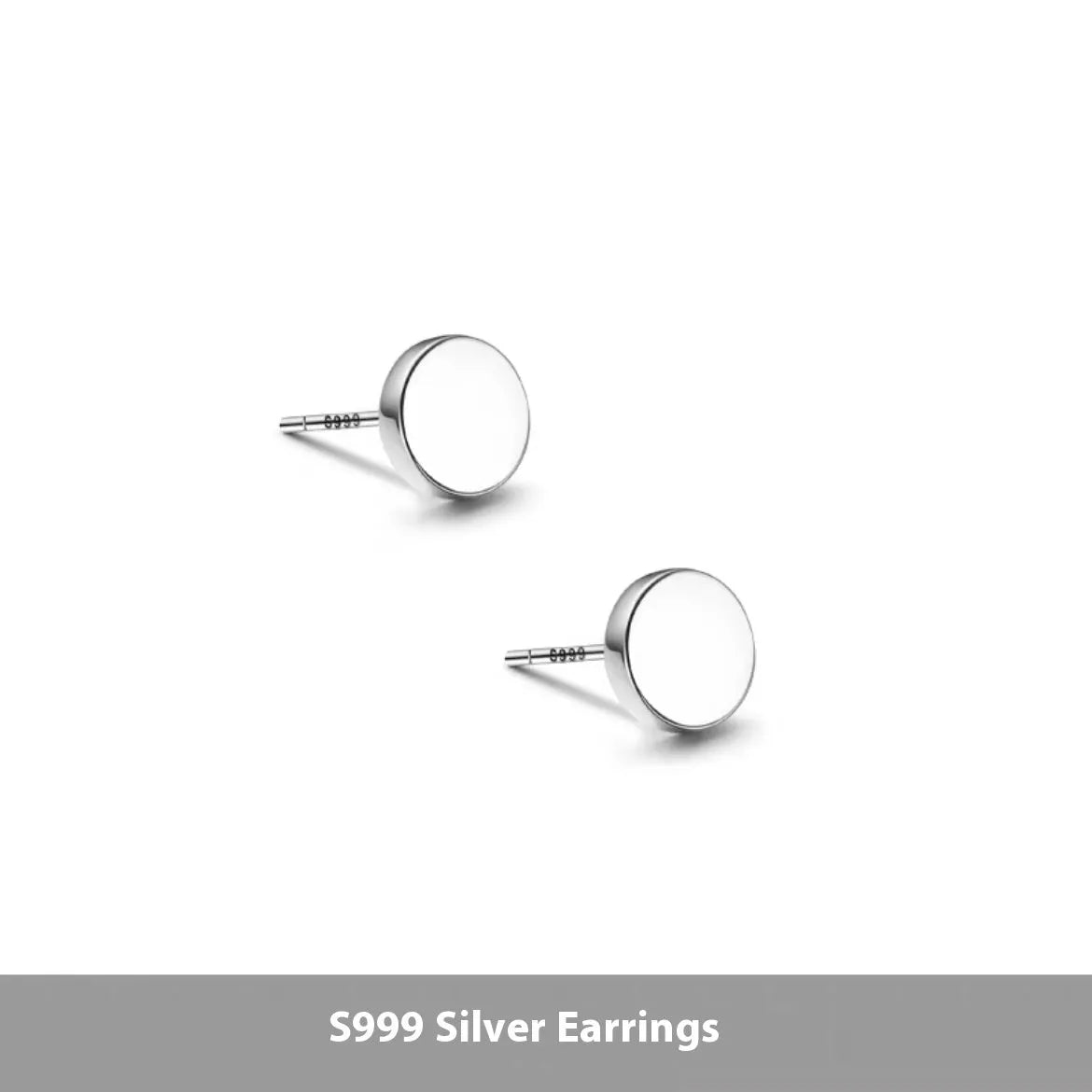 S999 sterling silver flat ear bone stud earrings in silver and black electroplated finishes