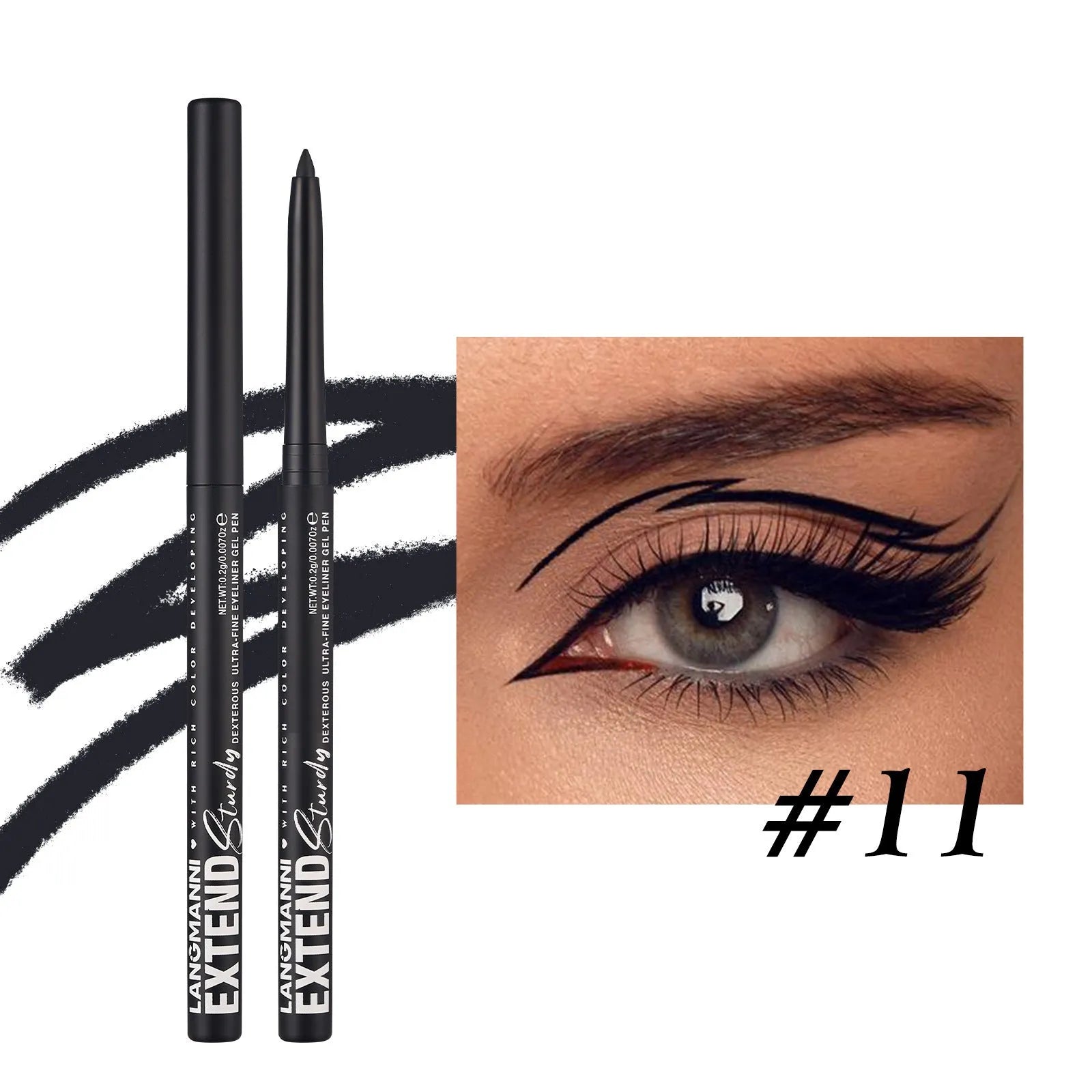 12 colourful eyeliner pencils with matte, glitter, metallic, and pearl finishes in waterproof formula