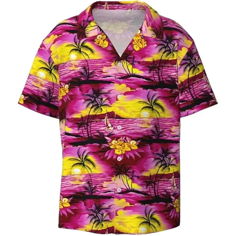 Men's camouflage pattern short sleeve casual shirt in slim fit style