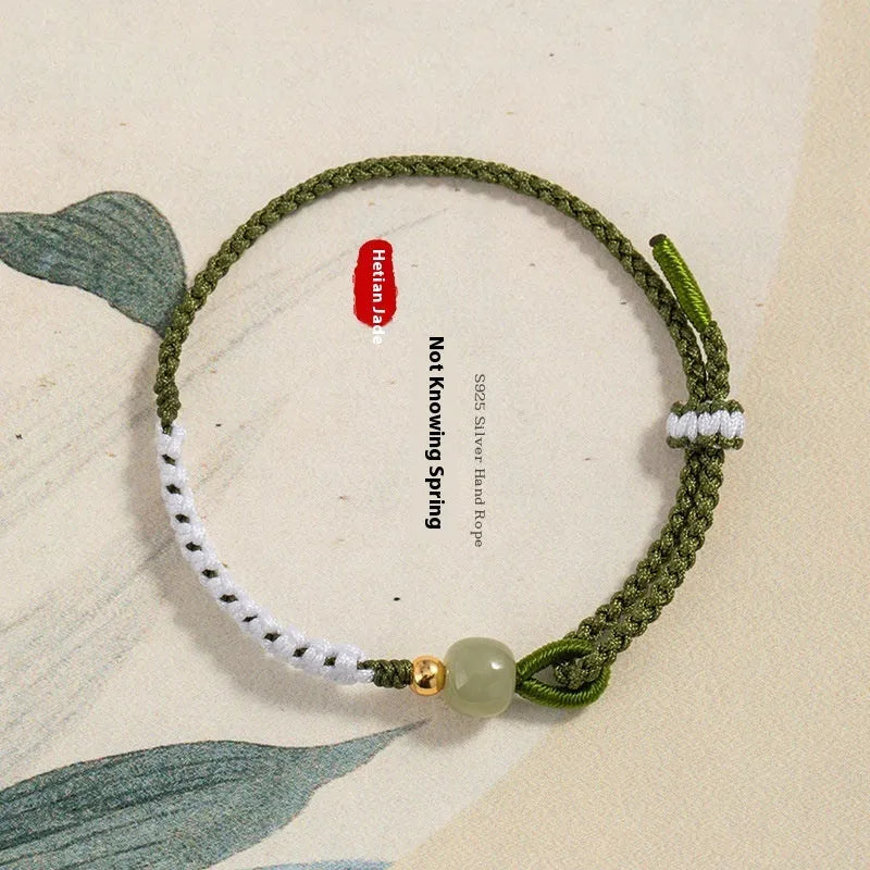 Women's Chinese national bracelet with adjustable cord carrying strap in electroplated finish