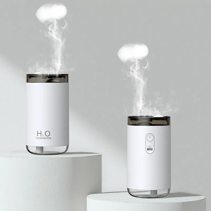 Jellyfish-shaped humidifier with warm night light and smoke ring mist output