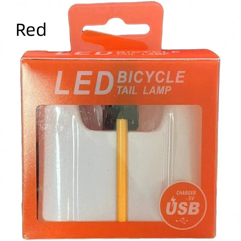 Waterproof USB charging bicycle and motorcycle taillight in blue, pink, red, white, or yellow colour options