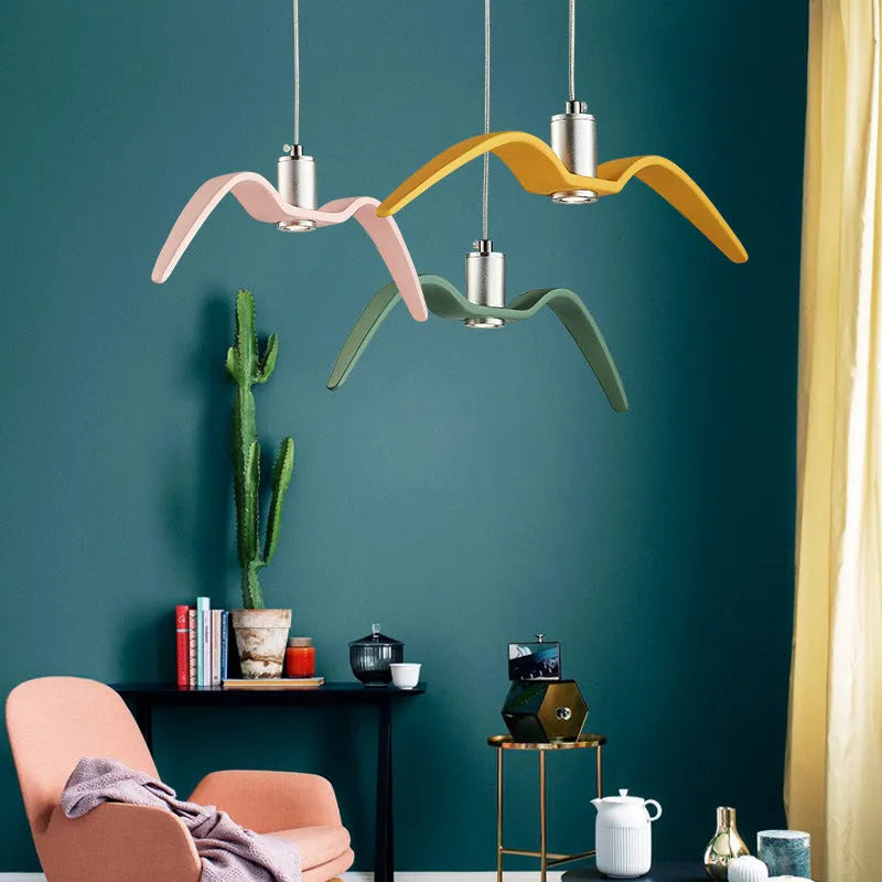 Nordic postmodern LED chandelier ceiling light with macaron colour options for restaurants and homes