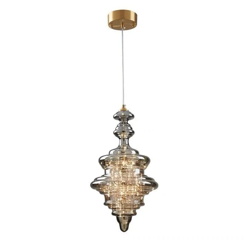 Modern glass droplight chandelier with adjustable height mechanism showing glass construction