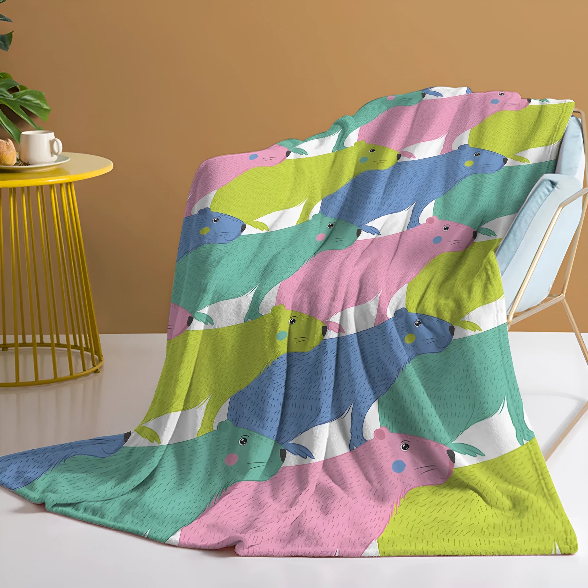 Soft flannel cartoon dolphin pet theme blanket in pink, size 130x150cm