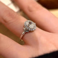 Geometric ellipse diamond ring with adjustable opening in silver finish